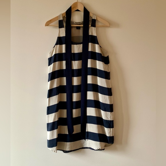 Striped Loose Fit Club Monaco Silk Dress - Picture 1 of 6